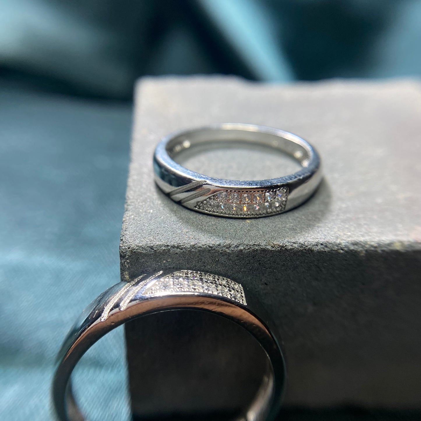 Silver Cz Couple Band