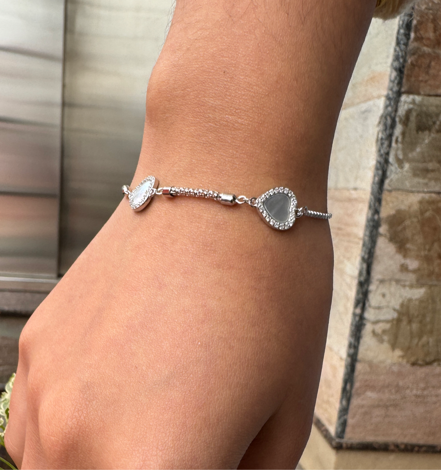 Silver Mop Heart Bracelet
