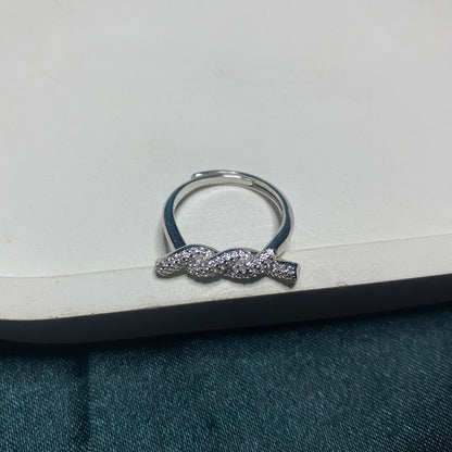 Silver Adjustable CZ studded Wire Ring