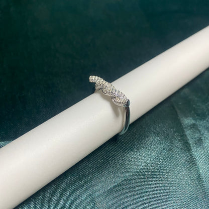 Silver Adjustable CZ studded Wire Ring