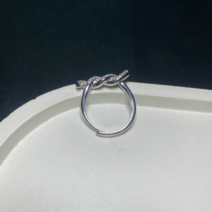 Silver Adjustable CZ studded Wire Ring