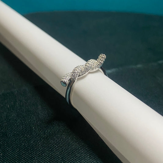 Silver Adjustable CZ studded Wire Ring