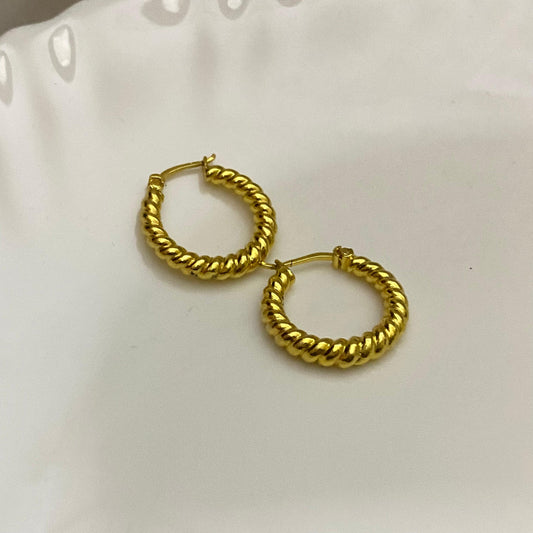 Premium 18 KT Gold Plated Twisted Hoops