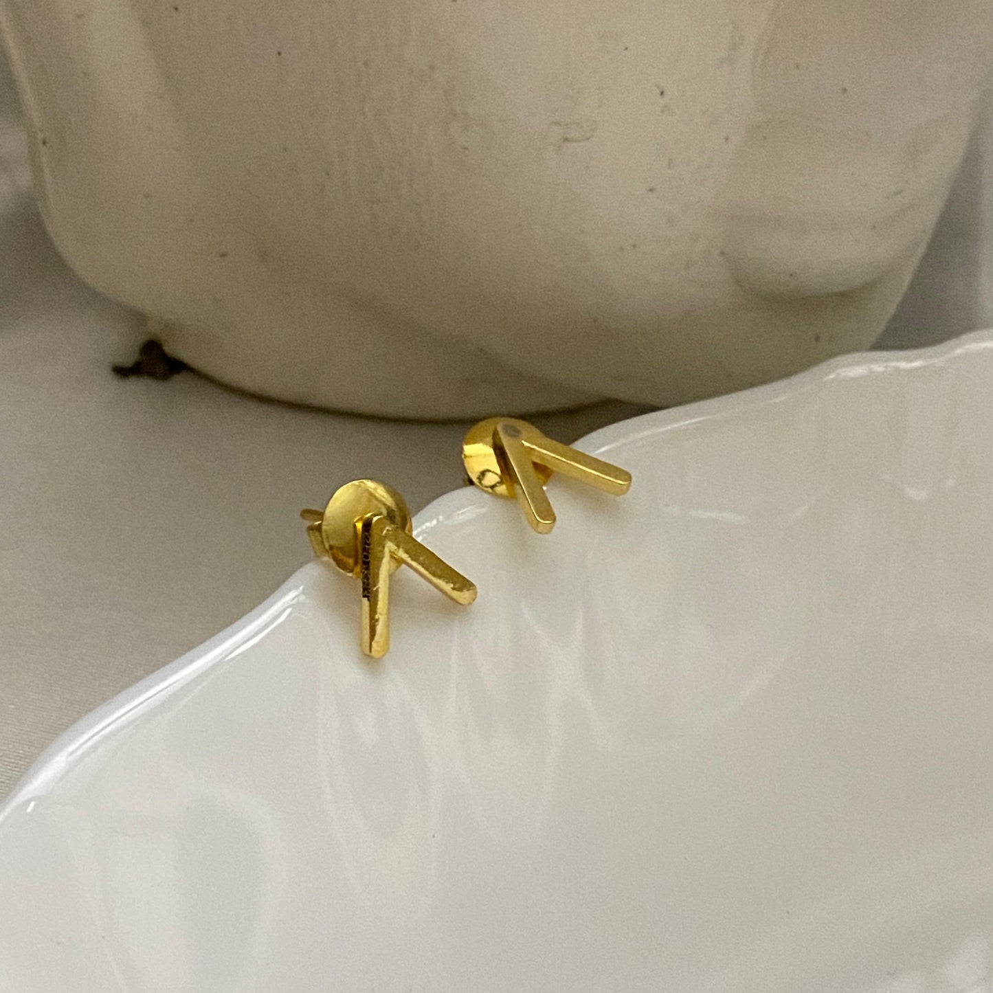 18 KT Gold Plated V Studs