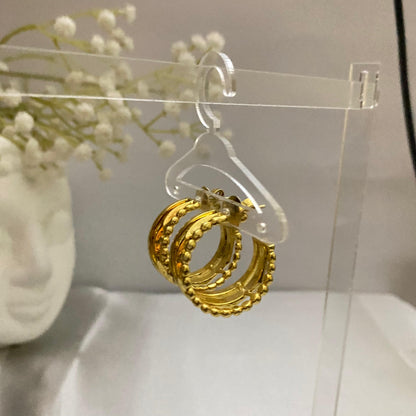 Premium 18KT Gold plated Three Layer Hoops