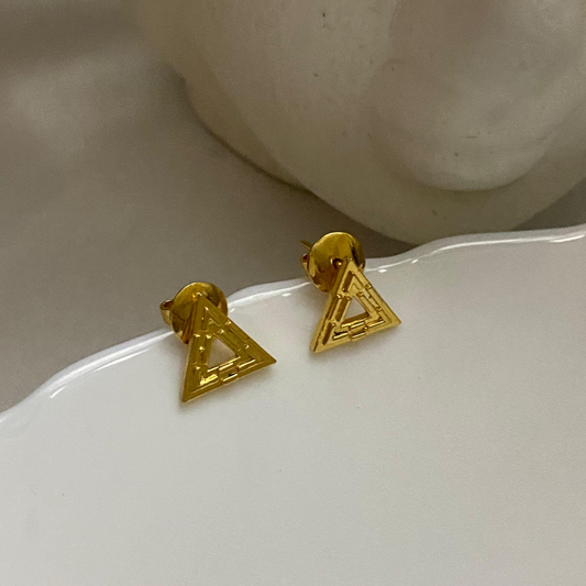 18 KT Gold Plated Triangle Studs