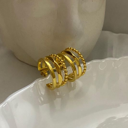 Premium 18KT Gold plated Three Layer Hoops