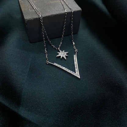 Silver Double Chain Star Pendant