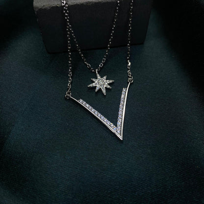 Silver Double Chain Star Pendant